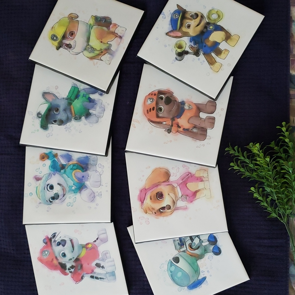 Set of 8 Paw Patrol Watercolor Canvas Prints 😍